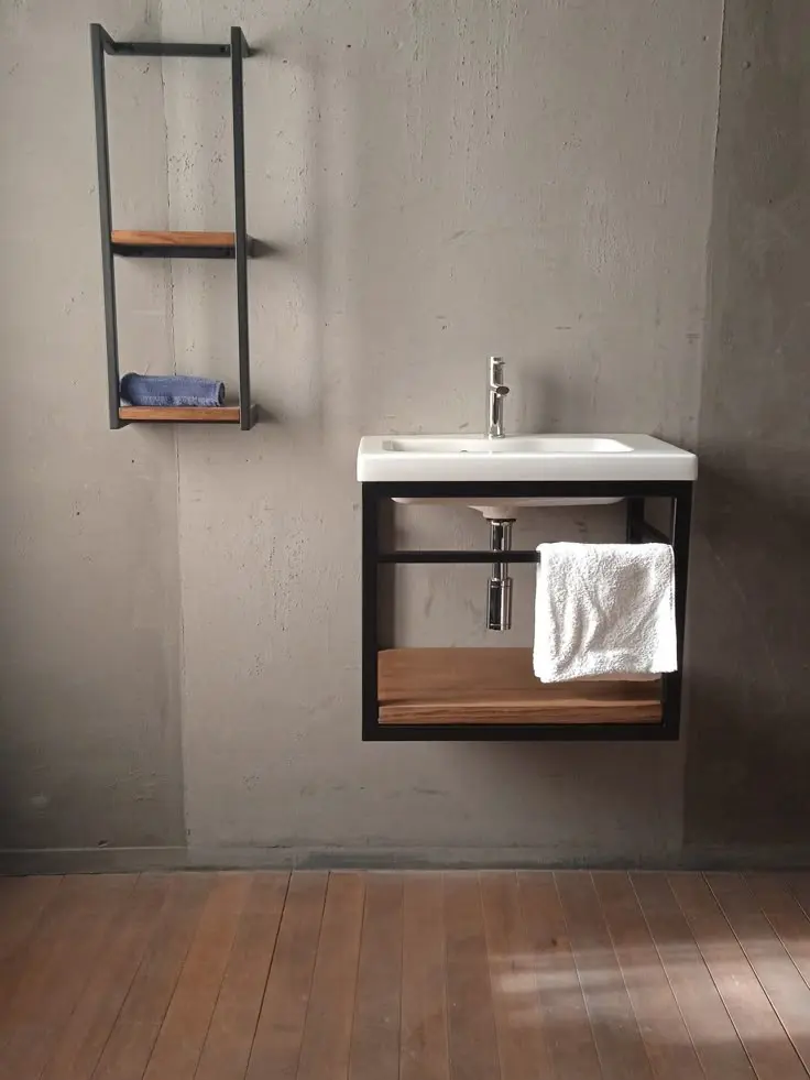 Industrial bathroom shelves