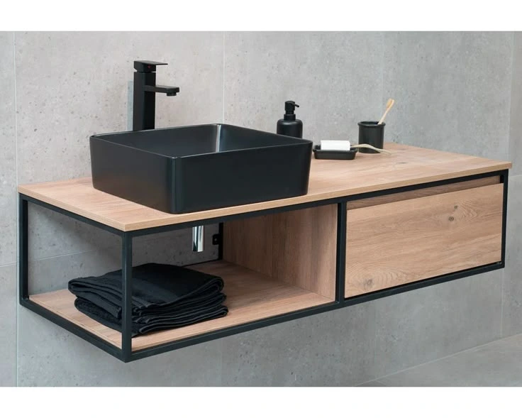 Industrial bathroom shelves