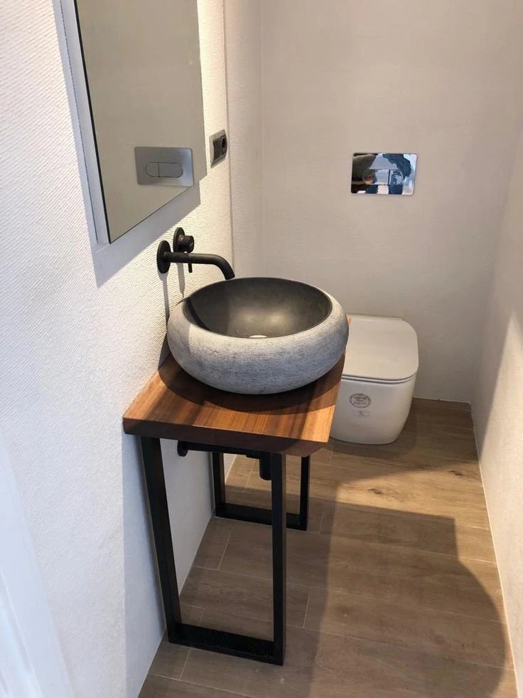 Industrial bathroom shelves