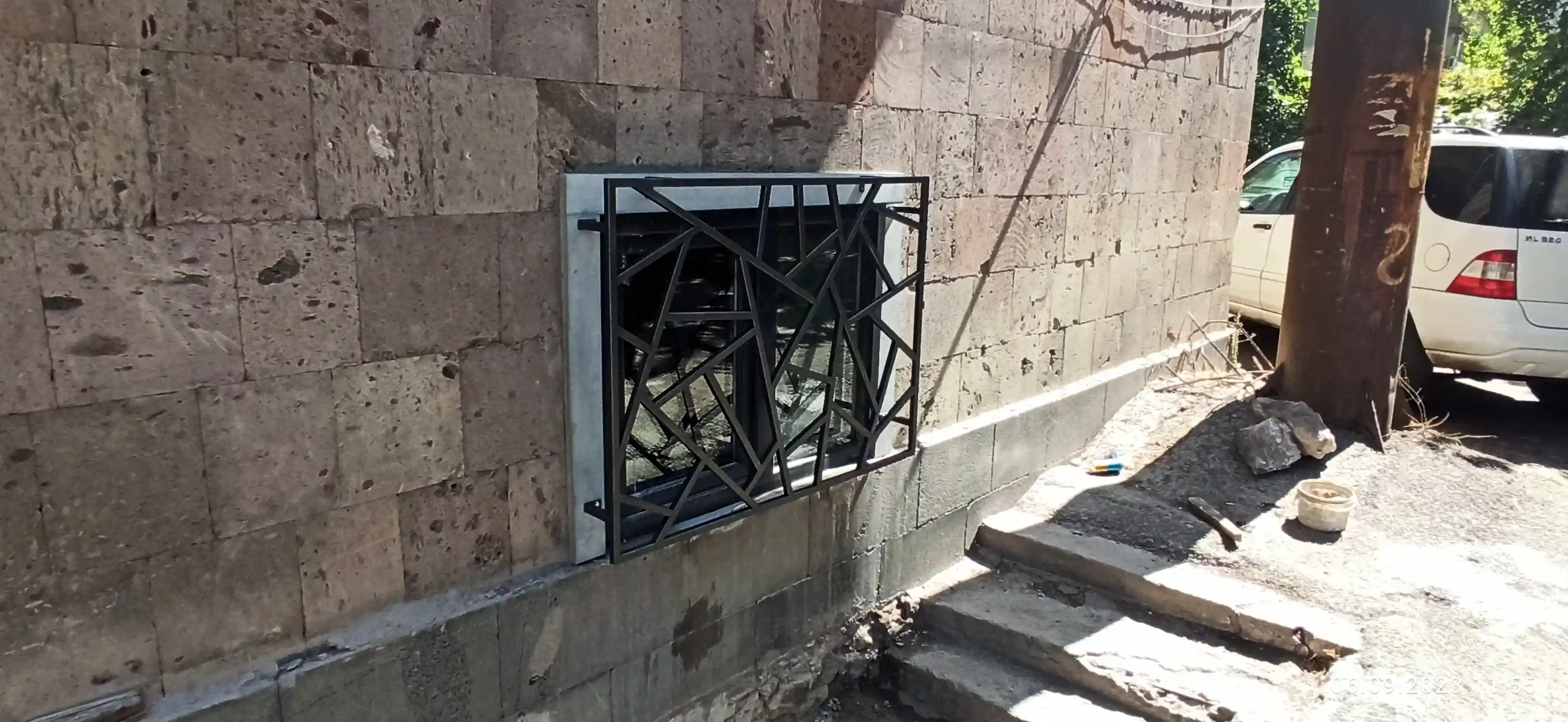 Modern geometric window grille